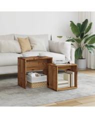 Tables basses gigognes 2 pcs vieux bois bois d'ingénierie | Mobilier & Déco