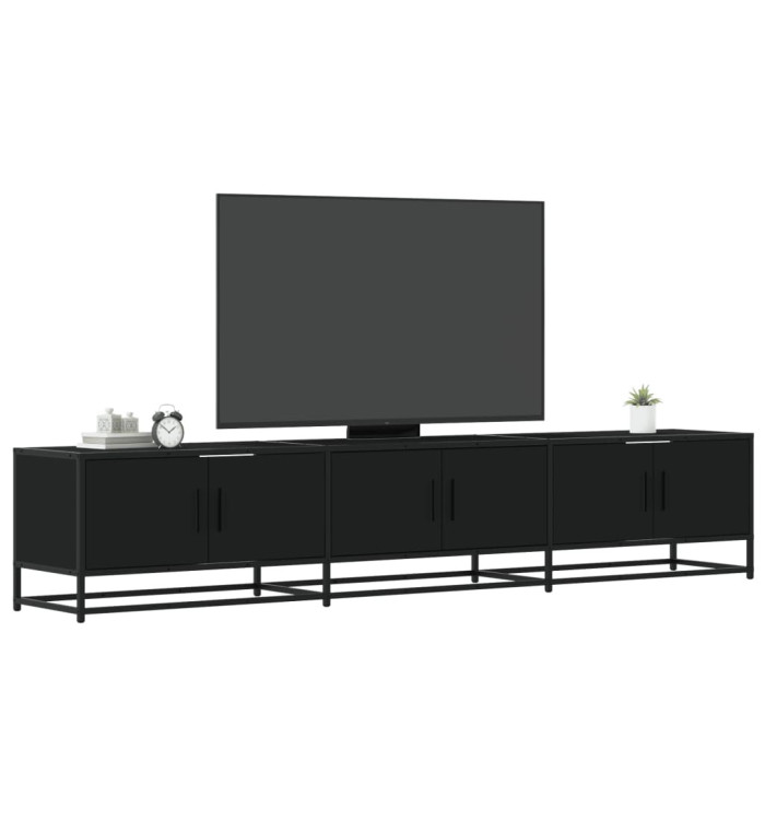 Meuble TV noir 210x35x41 cm bois d'ingénierie | Mobilier & Déco