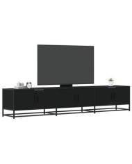 Meuble TV noir 210x35x41 cm bois d'ingénierie | Mobilier & Déco