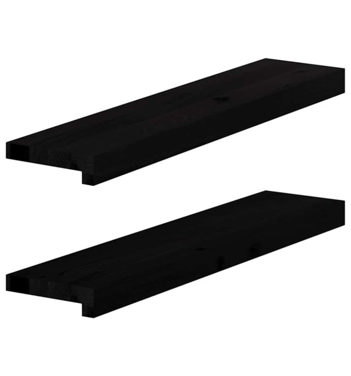 Appuis de fenêtre 2 pcs marron foncé bois de chêne massif | Mobilier & Déco