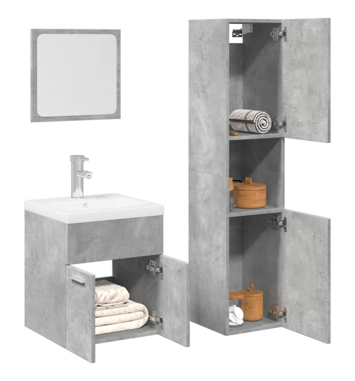Ensemble de meubles de salle de bain 4 pcs gris béton | Mobilier & Déco