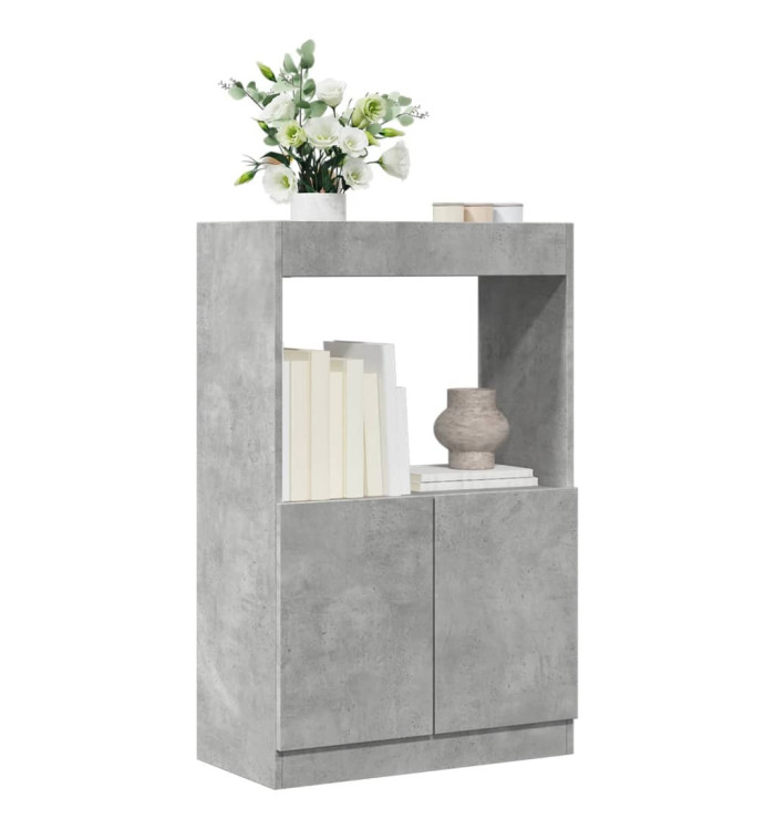 Buffet haut gris béton 63x33x100 cm bois d'ingénierie | Mobilier & Déco