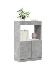 Buffet haut gris béton 63x33x100 cm bois d'ingénierie | Mobilier & Déco