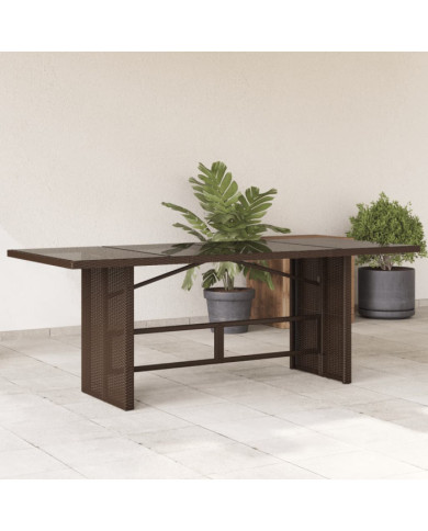 Table de jardin avec dessus en verre marron résine tressée | Mobilier & Déco