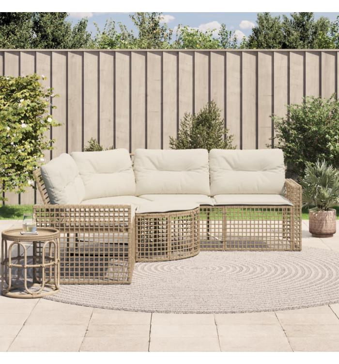 Canapé de jardin et coussins et repose-pied en forme de L rotin | Mobilier & Déco