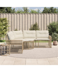 Canapé de jardin et coussins et repose-pied en forme de L rotin | Mobilier & Déco
