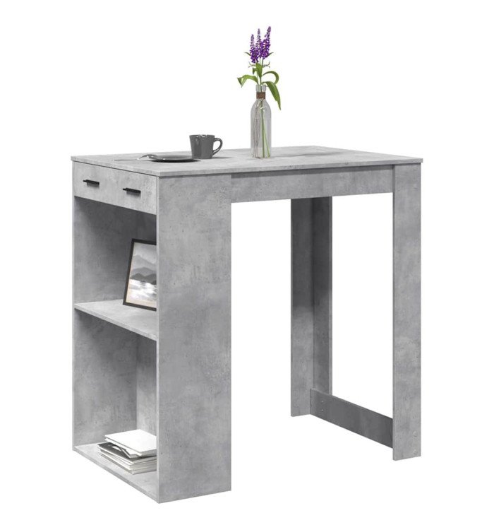 Table de bar gris béton 102x70x103,5 cm bois d'ingénierie | Mobilier & Déco