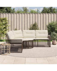 Canapé de jardin et coussins et repose-pied en forme de L rotin | Mobilier & Déco