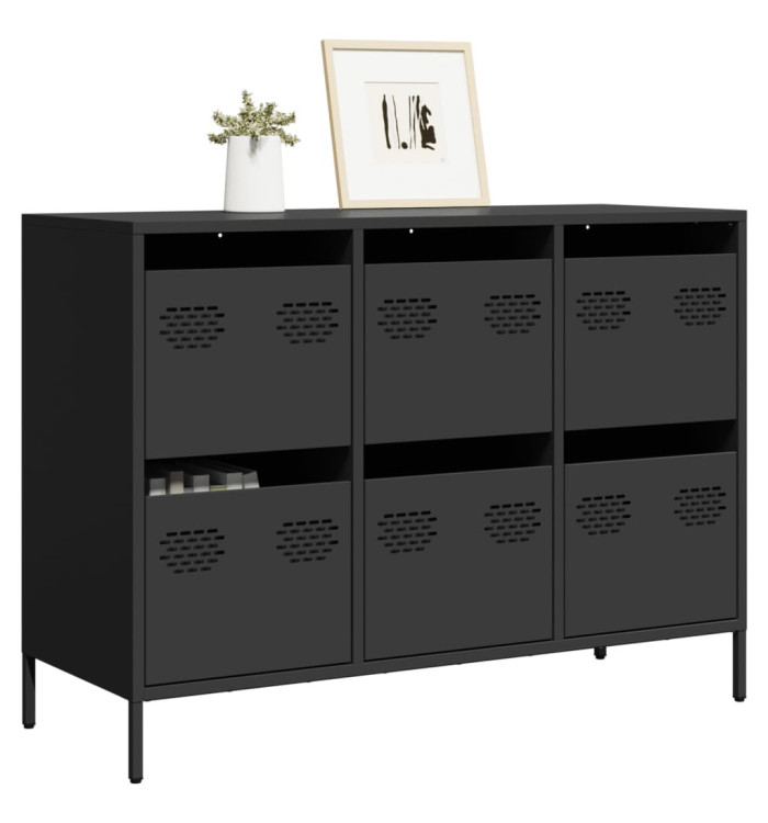Buffet noir 101,5x39x73,5 cm acier laminé à froid | Mobilier & Déco