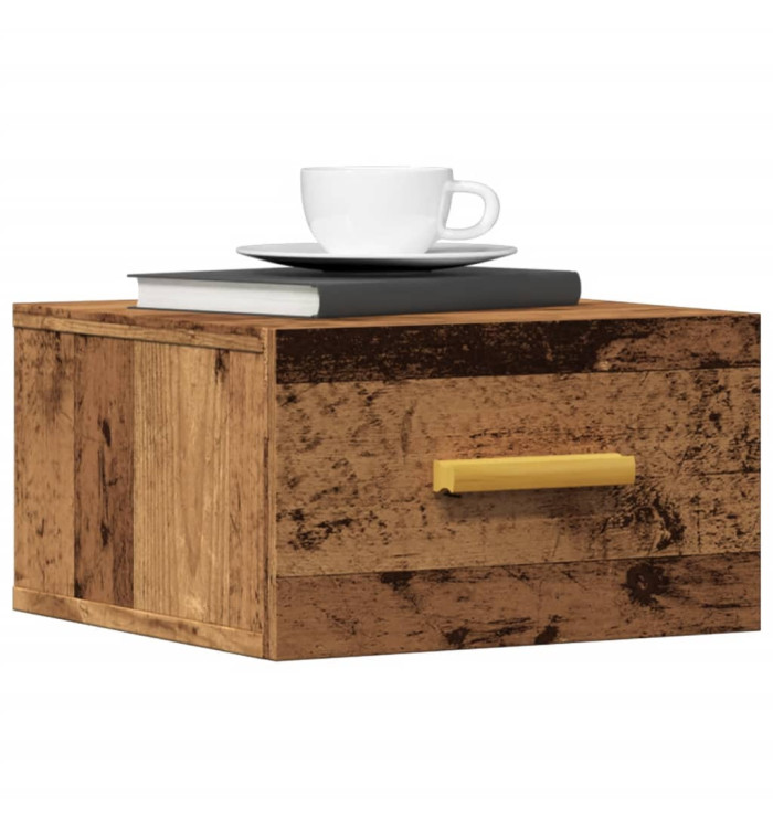 Table de chevet murale vieux bois 35x35x20 cm | Mobilier & Déco