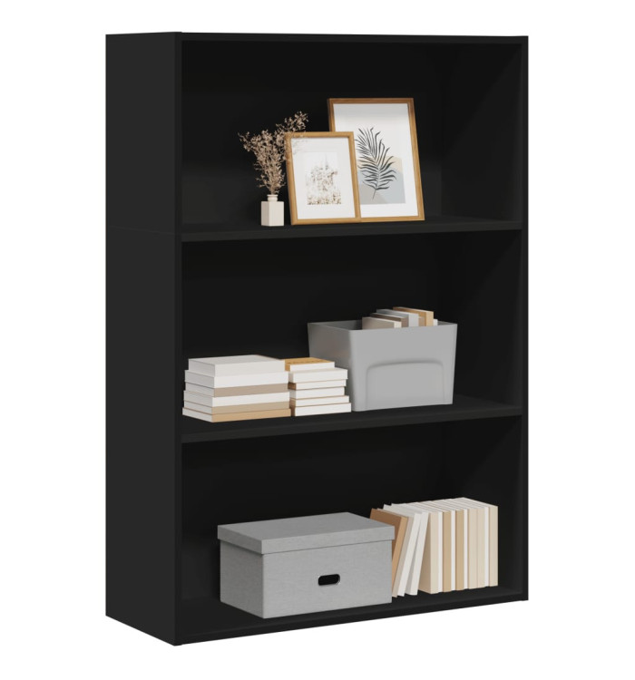 Bibliothèque noir 80x30x114 cm bois d'ingénierie | Mobilier & Déco
