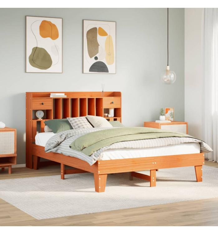 Cadre de lit sans matelas cire marron 160x200cm bois pin massif | Mobilier & Déco