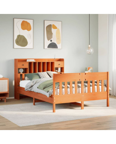 Cadre de lit sans matelas cire marron 160x200cm bois pin massif | Mobilier & Déco