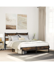 Cadre de lit sans matelas chêne fumé 75x190cm bois d'ingénierie | Mobilier & Déco