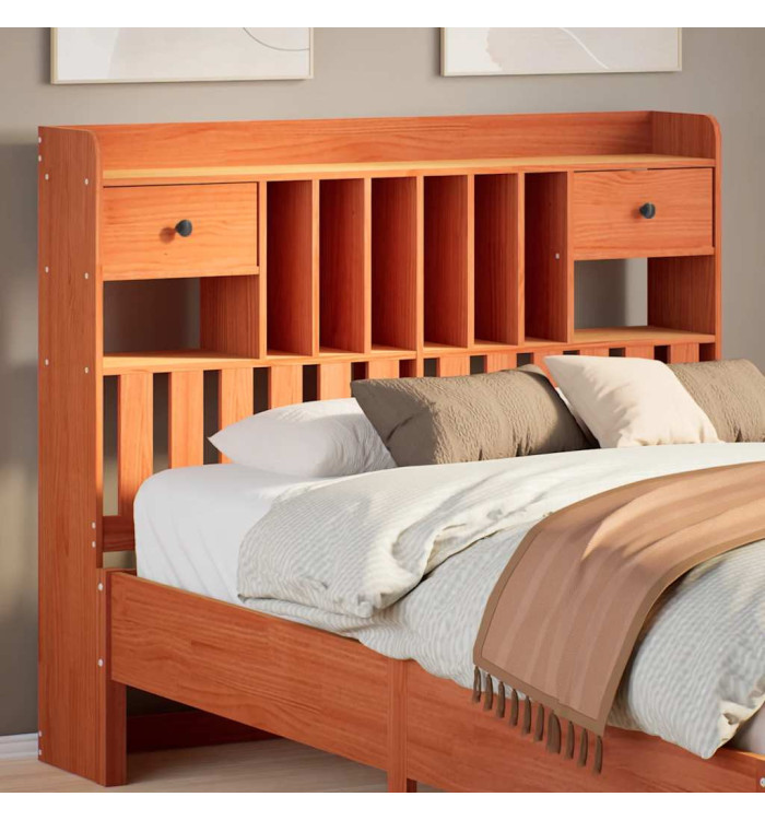Tête de lit avec rangement cire marron 135cm bois massif de pin | Mobilier & Déco