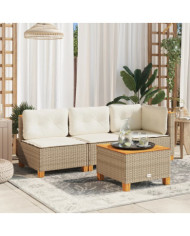 Canapé de jardin sans accoudoirs coussins beige résine tressée | Mobilier & Déco