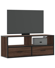 Meuble TV chêne marron 100x31x39,5cm bois d'ingénierie et métal | Mobilier & Déco