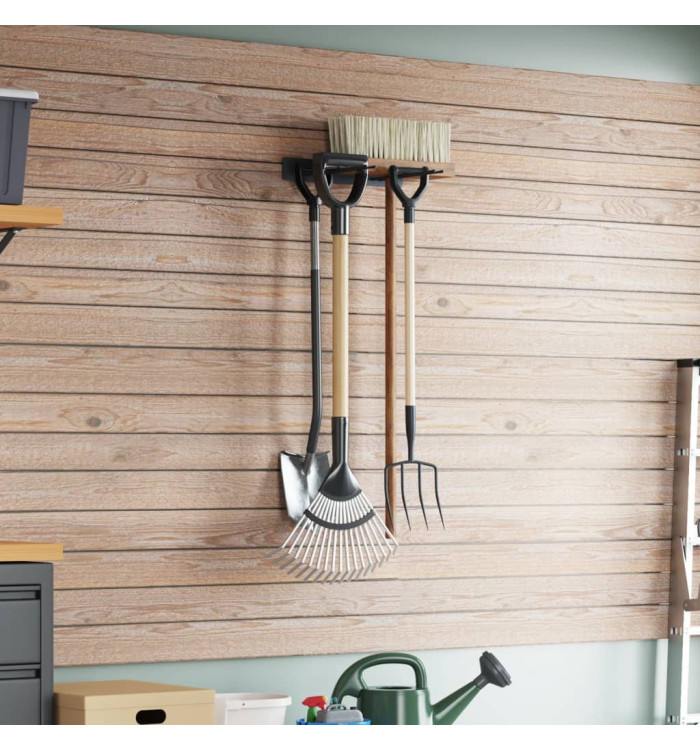 Support mural pour outils de jardin noir acier | Mobilier & Déco