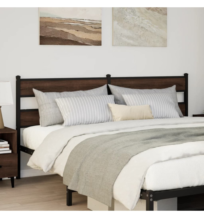 Tête de lit chêne marron 190 cm acier et bois d'ingénierie | Mobilier & Déco