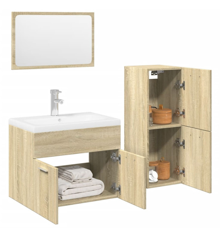 Ensemble de meubles de salle de bain 4 pcs chêne sonoma | Mobilier & Déco