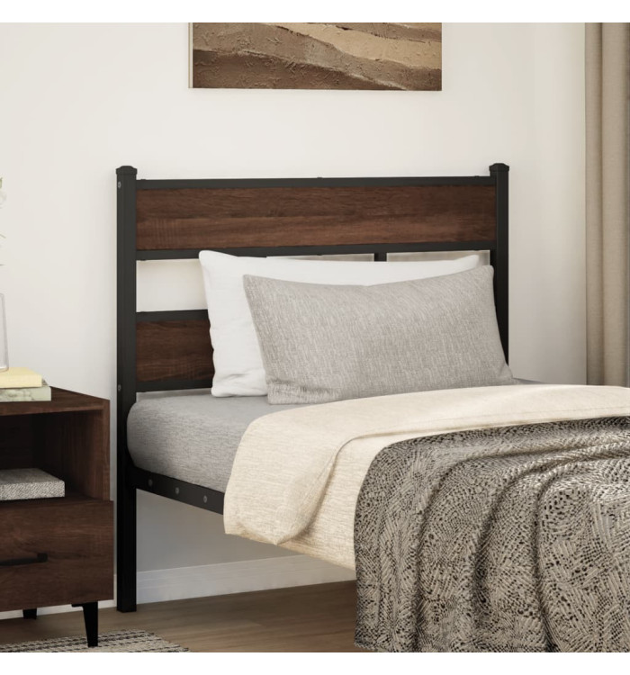 Tête de lit chêne marron 107 cm acier et bois d'ingénierie | Mobilier & Déco
