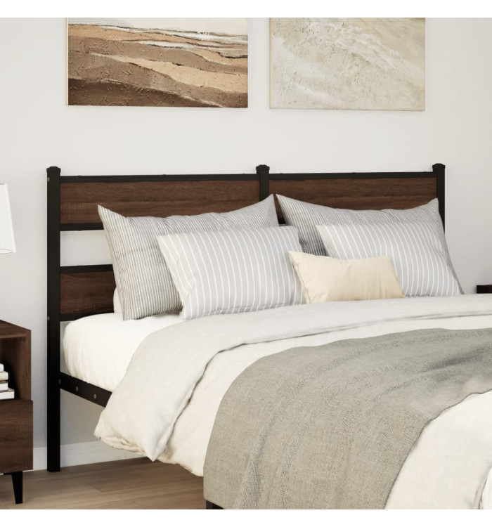 Tête de lit chêne marron 135 cm acier et bois d'ingénierie | Mobilier & Déco