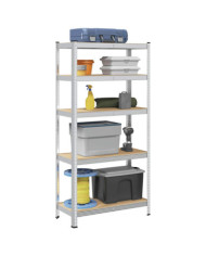 Étagère de rangement 5 niveaux Argenté Acier et bois ingénierie | Mobilier & Déco