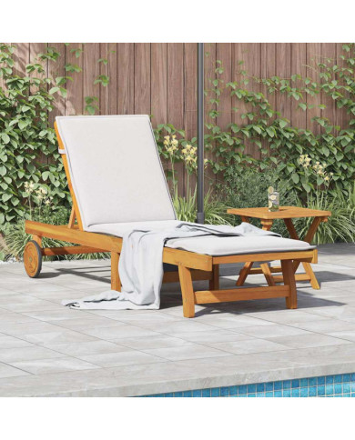 Chaise longue avec table bois massif d'acacia | Mobilier & Déco