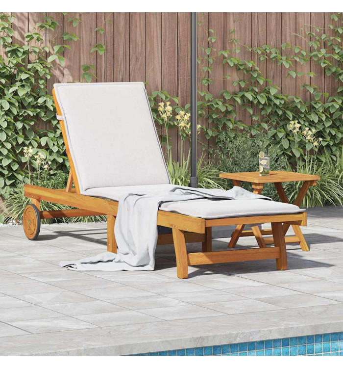Chaise longue avec table bois massif d'acacia | Mobilier & Déco