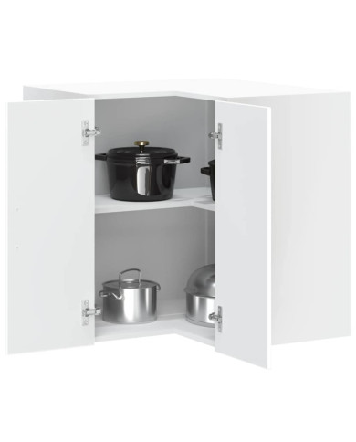 Armoire d'angle murale de cuisine Porto blanc bois d'ingénierie | Mobilier & Déco