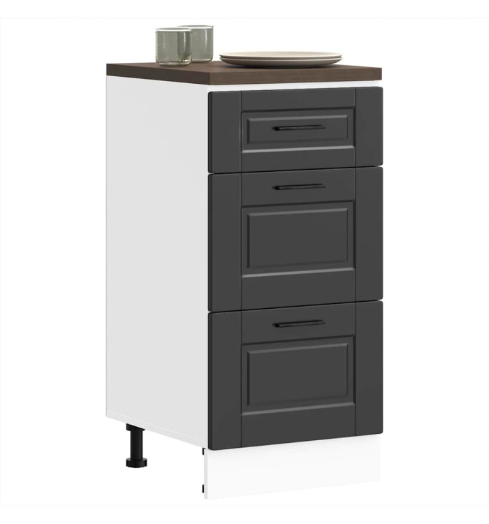 Armoire de cuisine Porto noir bois d'ingénierie | Mobilier & Déco