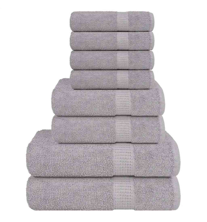 Ensemble de serviettes 8 pcs gris 360 g/m² 100% coton | Mobilier & Déco
