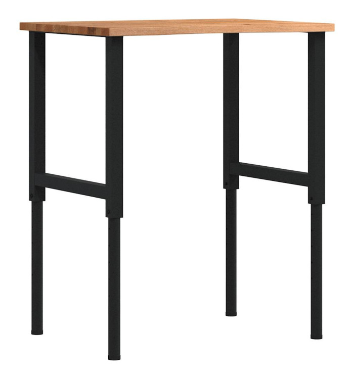 Établi marron clair 80x60x(71,5-98) cm bois de chêne massif | Mobilier & Déco