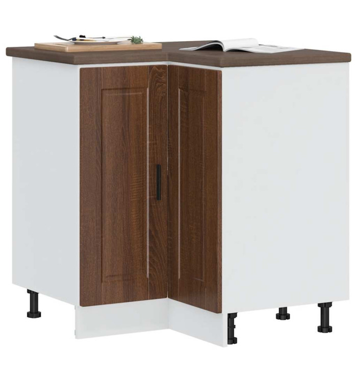 Armoire d'angle de cuisine Porto chêne marron bois d'ingénierie | Mobilier & Déco