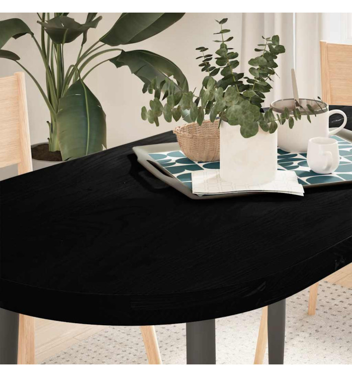 Dessus de table marron foncé 120x60x4cm bois chêne massif ovale | Mobilier & Déco