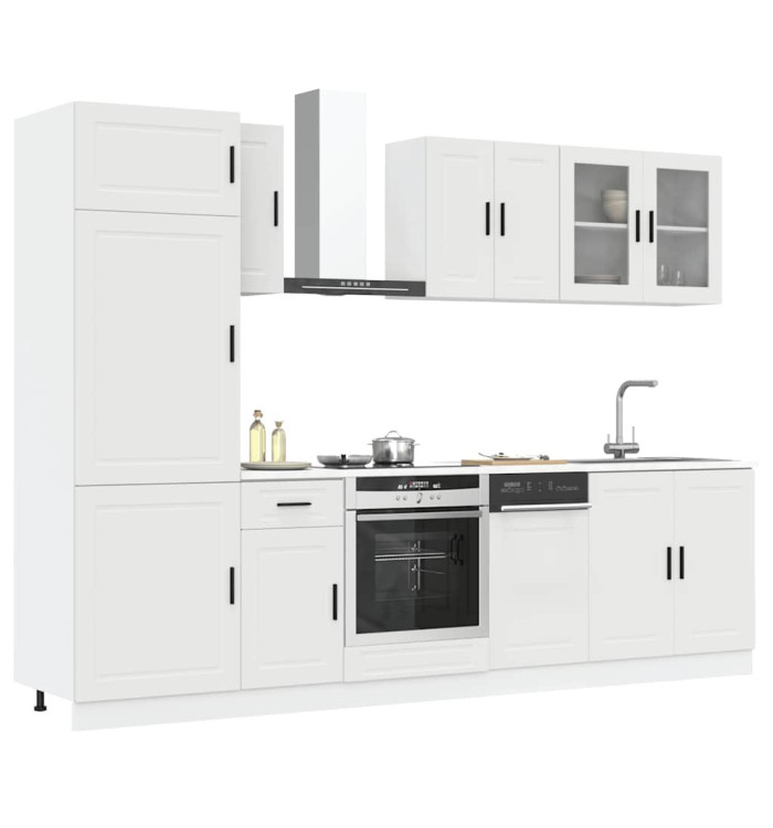 Ensemble d'armoires cuisine 8pcs Kalmar blanc bois d'ingénierie | Mobilier & Déco