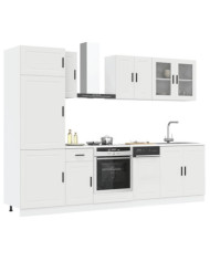 Ensemble d'armoires cuisine 8pcs Kalmar blanc bois d'ingénierie | Mobilier & Déco