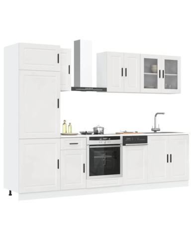 Ensemble d'armoires de cuisine 8 pcs Kalmar blanc brillant | Mobilier & Déco