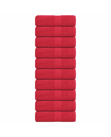 Serviettes de visage 10 pcs rouge 30x30 cm 360 g/m² 100% coton | Mobilier & Déco