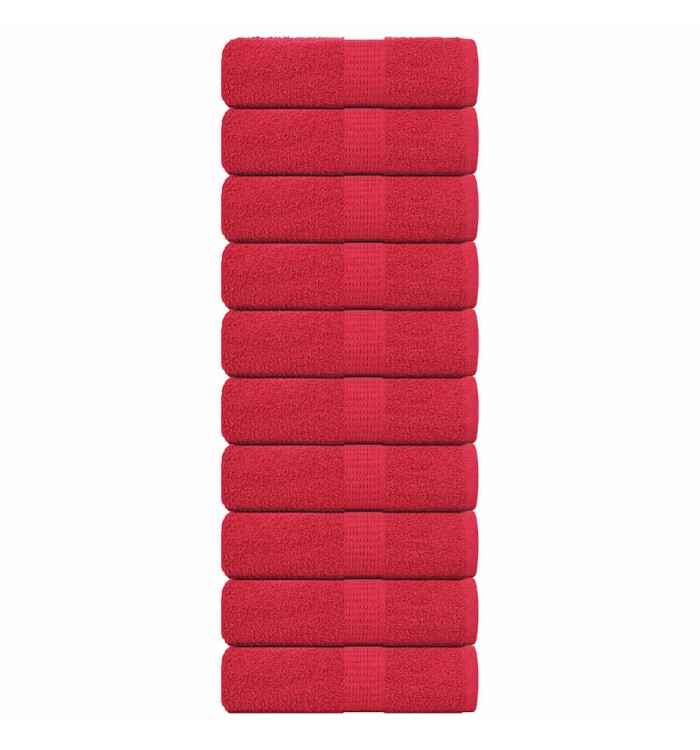 Serviettes de visage 10 pcs rouge 30x30 cm 360 g/m² 100% coton | Mobilier & Déco