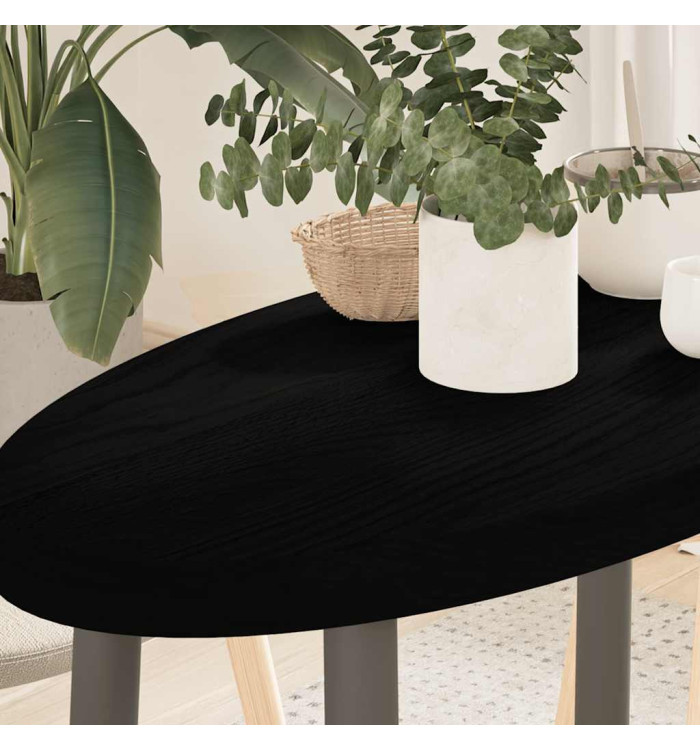 Dessus de table marron foncé 80x40x4 cm bois chêne massif ovale | Mobilier & Déco