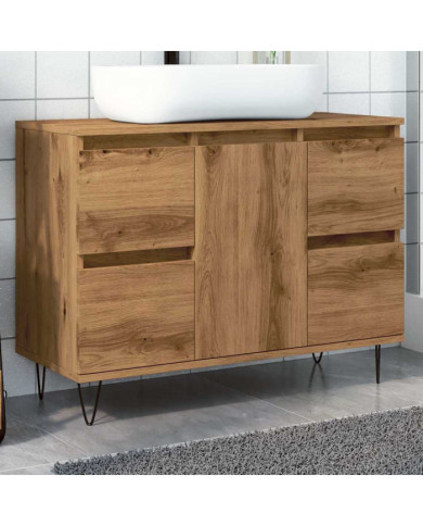 Armoire de salle de bain chêne artisanal bois d'ingénierie | Mobilier & Déco