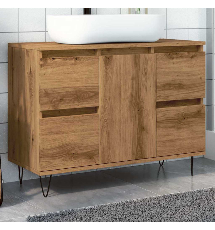 Armoire de salle de bain chêne artisanal bois d'ingénierie | Mobilier & Déco