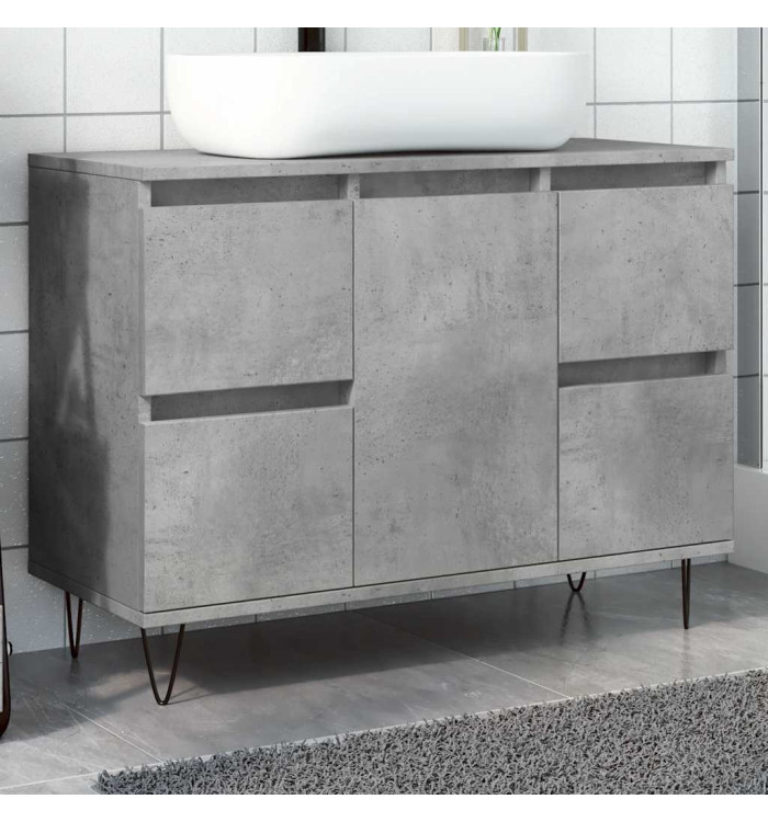 Armoire salle de bain gris béton 80x33x60cm bois d'ingénierie | Mobilier & Déco