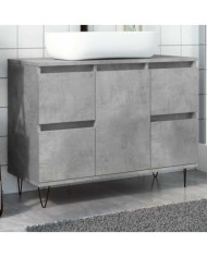Armoire salle de bain gris béton 80x33x60cm bois d'ingénierie | Mobilier & Déco