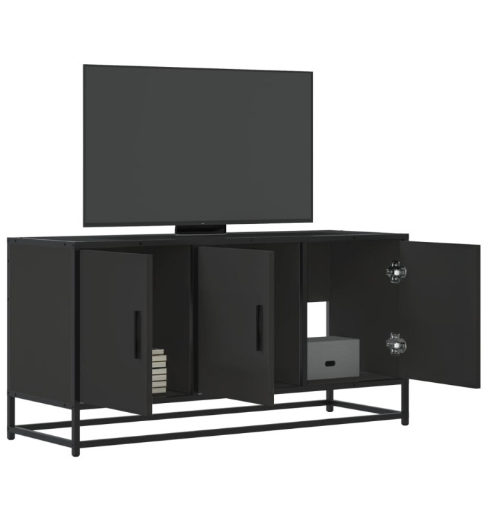 Meuble TV noir 100x35x50 cm bois d'ingénierie et métal | Mobilier & Déco