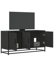 Meuble TV noir 100x35x50 cm bois d'ingénierie et métal | Mobilier & Déco