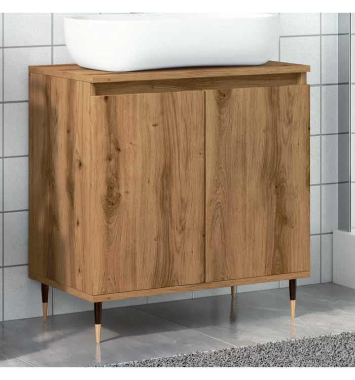 Armoire de salle de bain chêne artisanal 58x33x60 cm | Mobilier & Déco