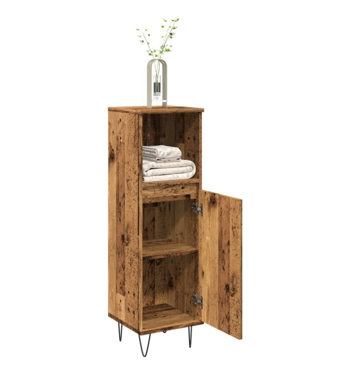 Armoire de salle de bain vieux bois 30x30x100cm bois ingénierie | Mobilier & Déco