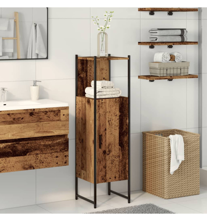 Armoire salle de bain vieux bois 33x33x120,5 cm bois ingénierie | Mobilier & Déco